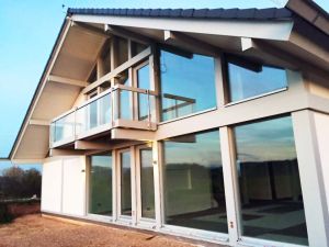 Modernes Holzskeletthaus Bauphase Gartenansicht – Neubau Kurth Haus 2017
